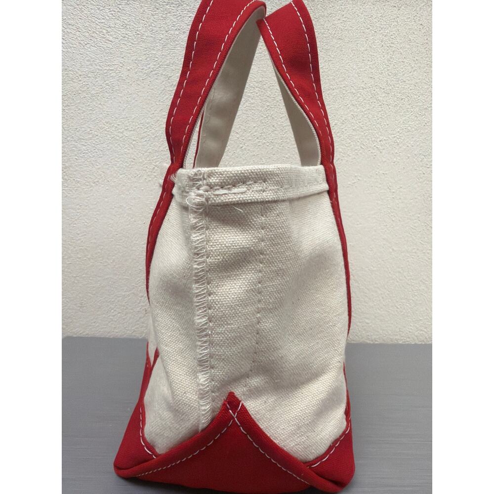 LL Bean Mini Boat And Tote Bag Canvas With Red - Picture 2 of 8